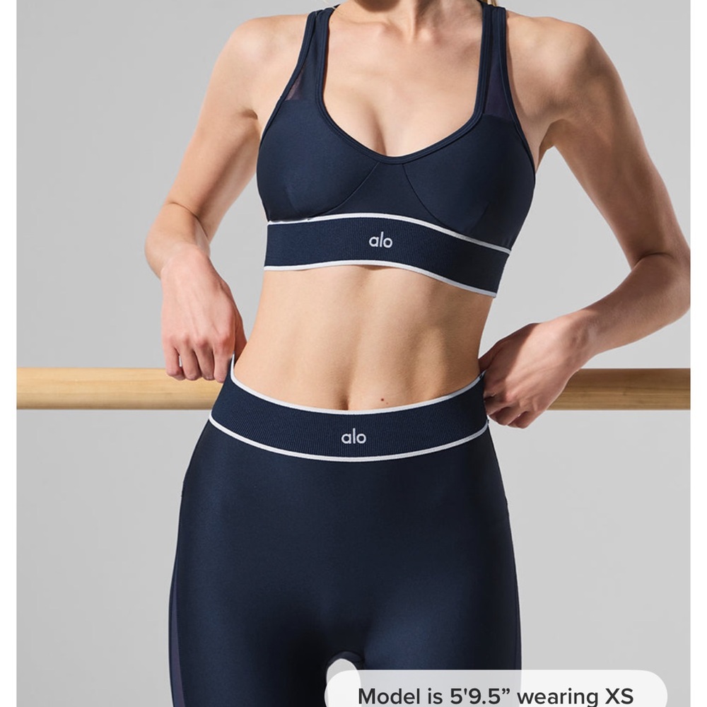 NWT ALO Yoga airlift Mesh High Waist Darling Stirrup Legging Navy size XXS - Picture 5 of 12
